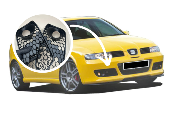 Seat Leon MK1 Cupra – kratki halogenowe w wzór plastra miodu – komplet, pasuje również do Seat Toledo II